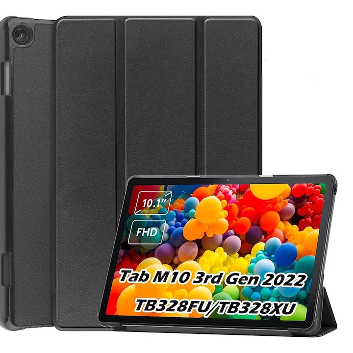 Husa pentru tableta Lenovo Tab M10 3rd Gen, 10.1 inch TB-328FU, TB-328XU, Aiyando, negru