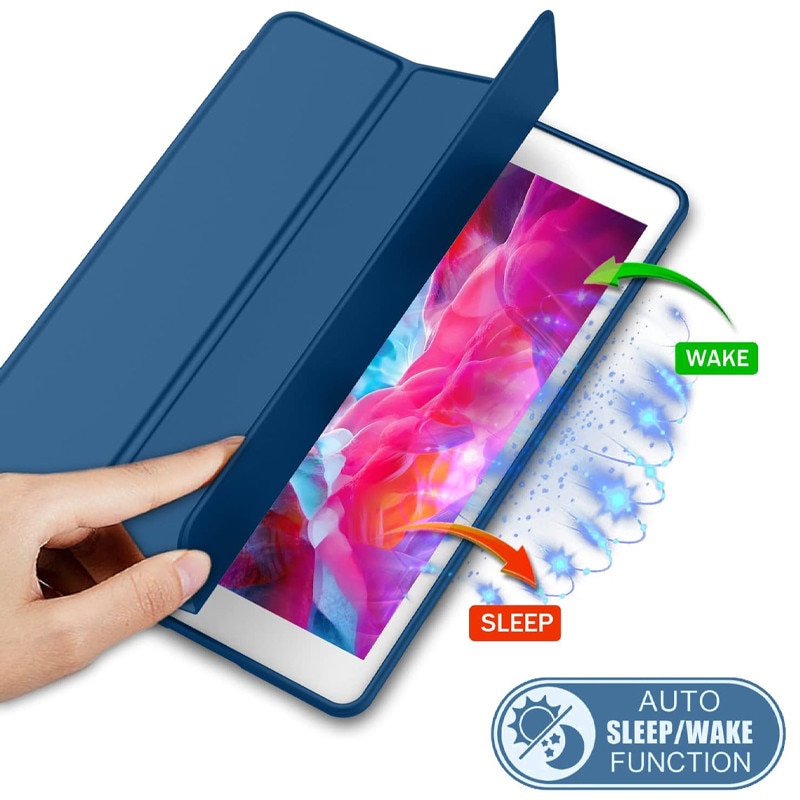 Husa tip Carte cu Suport Pix pentru Apple iPad Mini 4/5, Protectie completa, Pliabila, Bleumarin