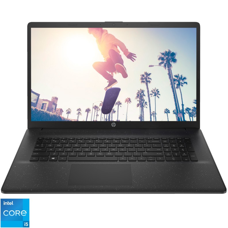 Laptop HP 17-cn3004nq cu procesor Intel® Core™ i5-1334U pana la 4.6GHz, 17.3'', Full HD, IPS, 16GB DDR4 RAM, 1TB SSD, Intel® Iris® Xe, Free DOS, Black