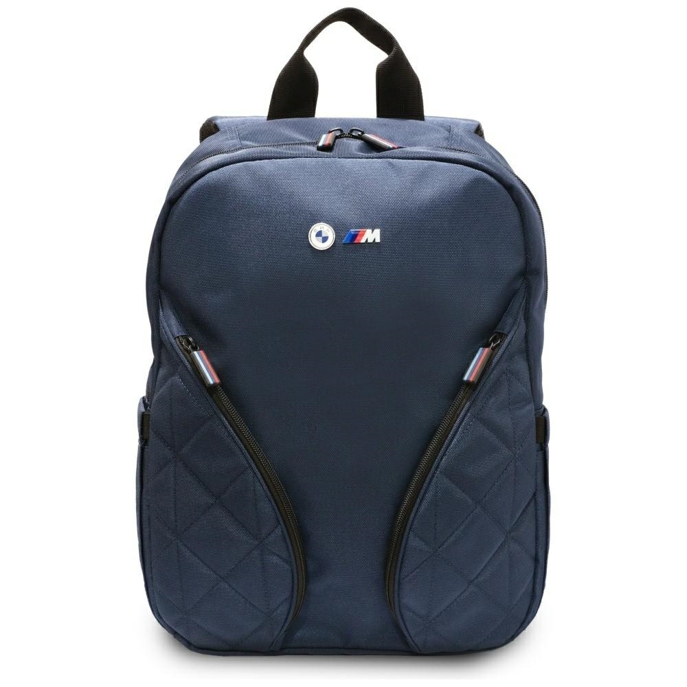 Rucsac pentru laptop BMW Nylon Pockets and Metal Logo, Compatibil cu laptop de 16 inch, Albastru