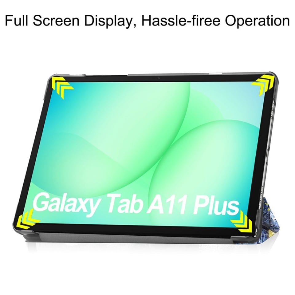 Husa tableta pentru Samsung Galaxy Tab A11 Plus / A9 Plus, SKYDDAR INNOVATION, cu suport Multi-Unghi si functie Sleep/Wake, FoldPro, Starry night, set cu sticker