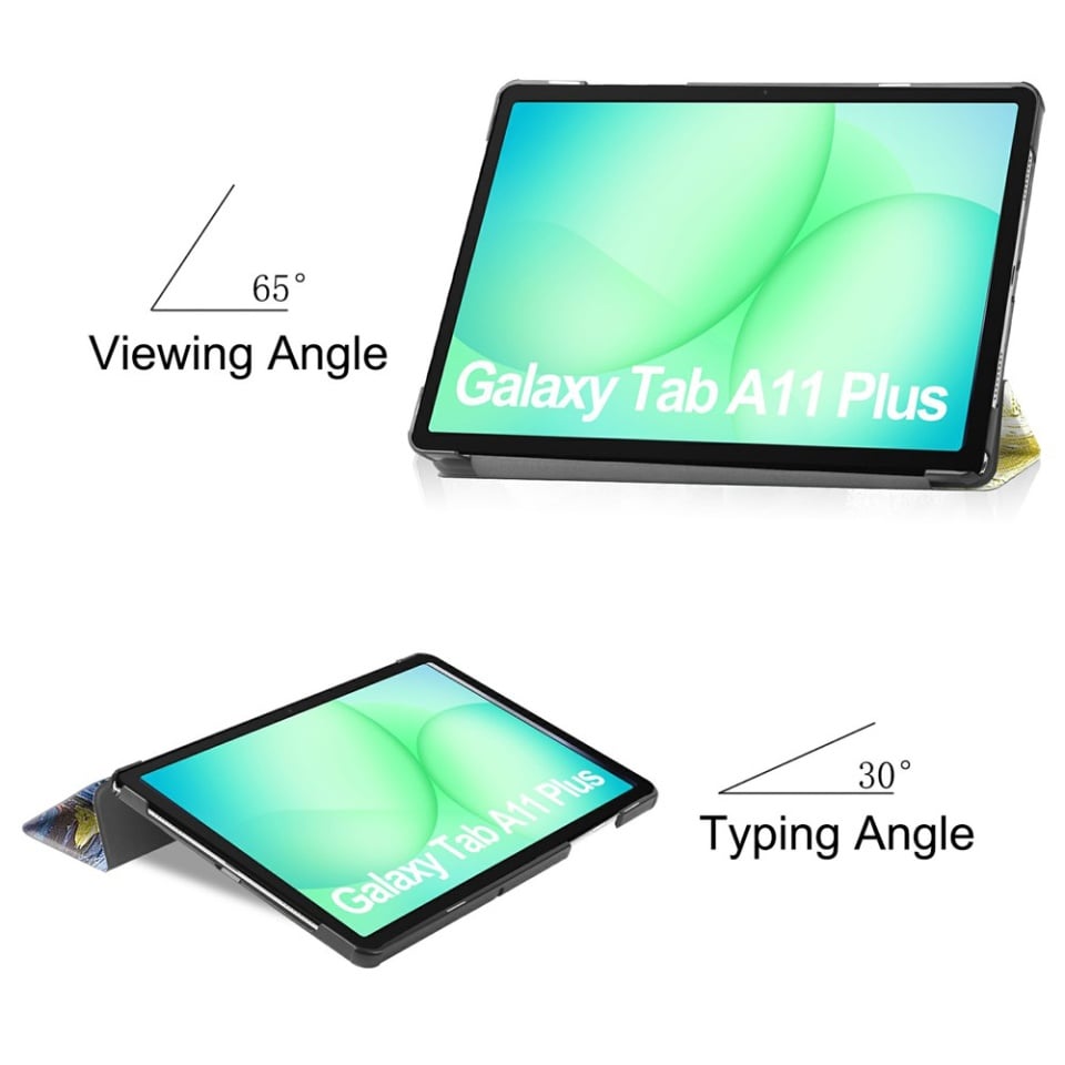 Husa tableta pentru Samsung Galaxy Tab A11 Plus / A9 Plus, SKYDDAR INNOVATION, cu suport Multi-Unghi si functie Sleep/Wake, FoldPro, Starry night, set cu sticker