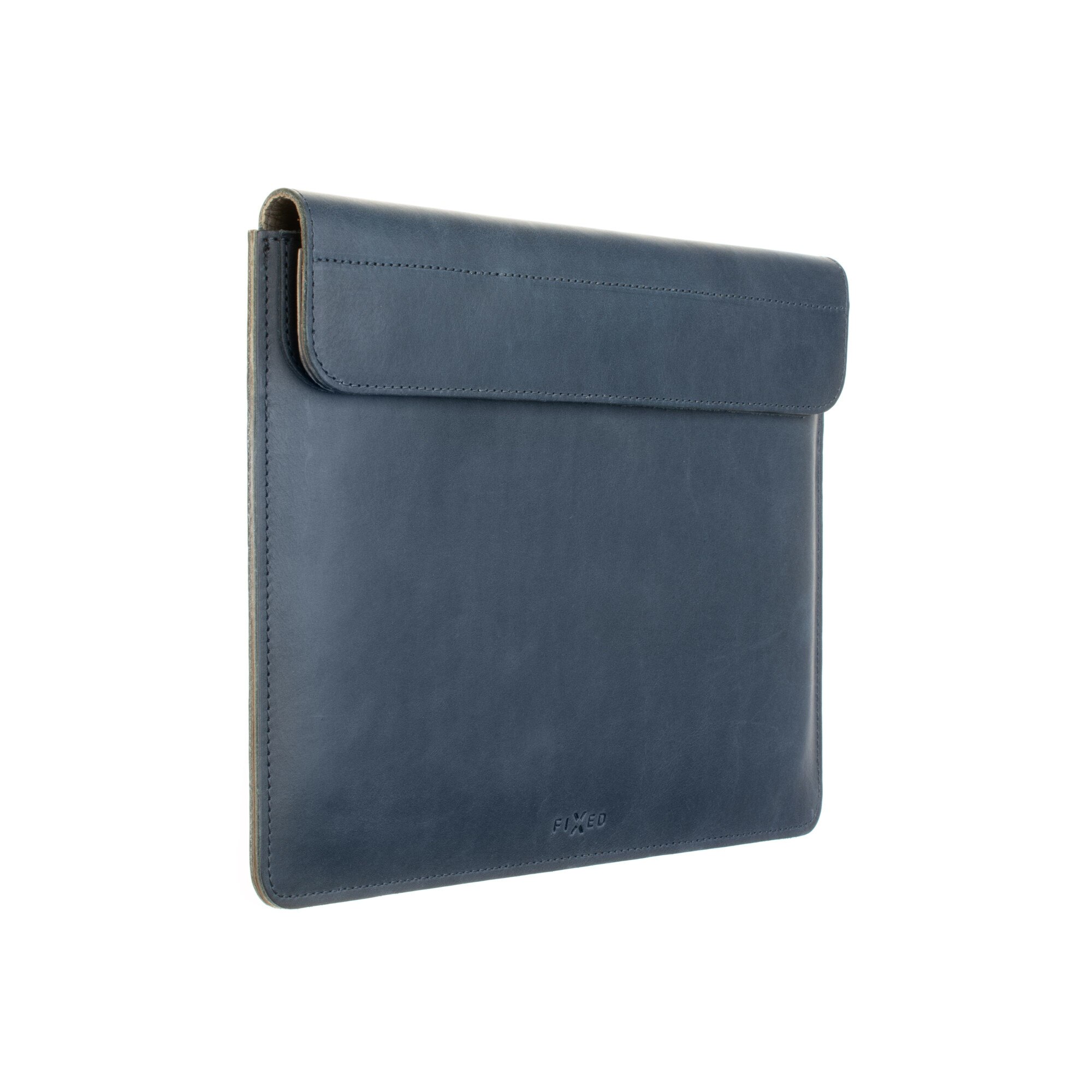 Husa laptop Fixed Oxford pentru Apple MacBook Pro 16" (2019 si mai noi), cusuta manual, piele naturala, inchidere magnetica, Albastru