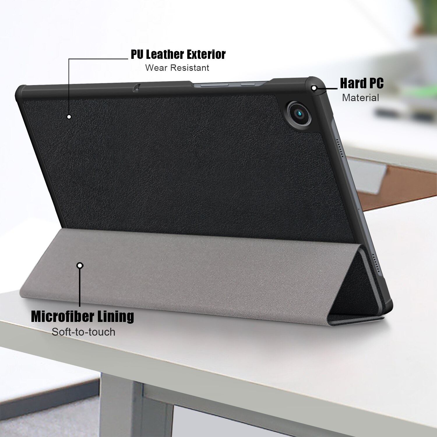 Husa pentru Samsung Tab A8 10.5 inch (2022) SM-X200 / X205 / X207 Slim UltraLight functie sleep/wake-up, Aiyando, negru