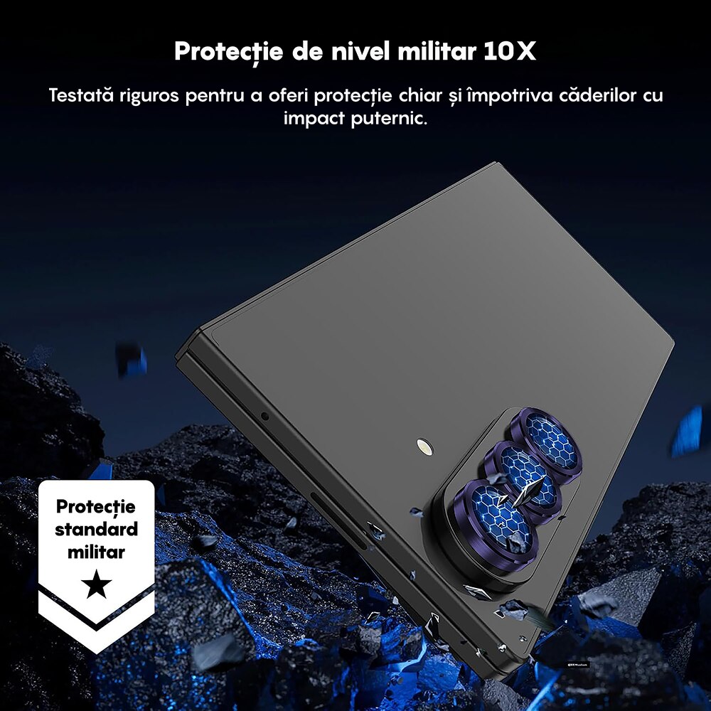 Folie Protectie Lentile Camera compatibila cu Samsung Galaxy Z Fold7, CASEY STUDIOS™ MaxDefense+, Ultra HD, Anti Amprente, Anti Zgarieturi, Anti Socuri, Mov Inchis