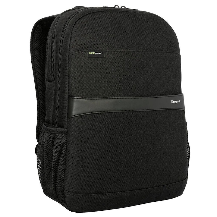 Rucsac pentru laptop, Targus, TSB962GL, negru, capacitate pentru laptopuri de pana la 40, 6 cm, material reciclabil, doua compartimente principale, design unisex
