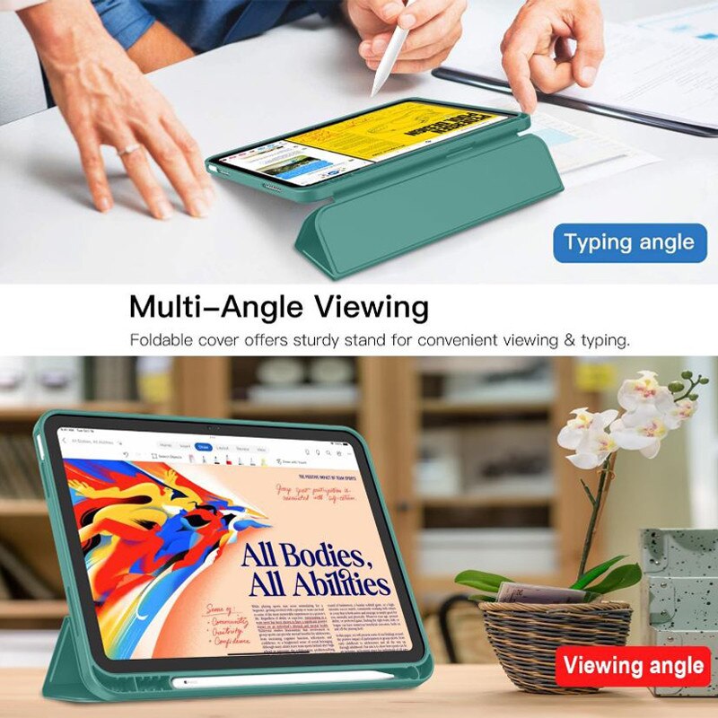 Husa cu Suport Pix pentru iPad 10 2022/2024, iPad 11 2025, Protectie completa, Pliabila, Verde