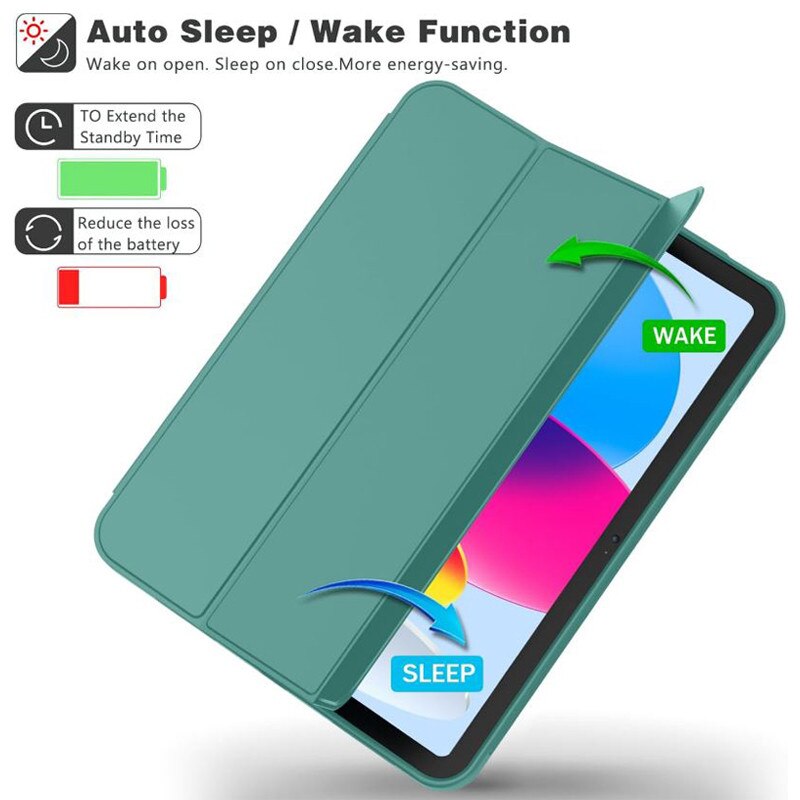 Husa cu Suport Pix pentru iPad 10 2022/2024, iPad 11 2025, Protectie completa, Pliabila, Verde