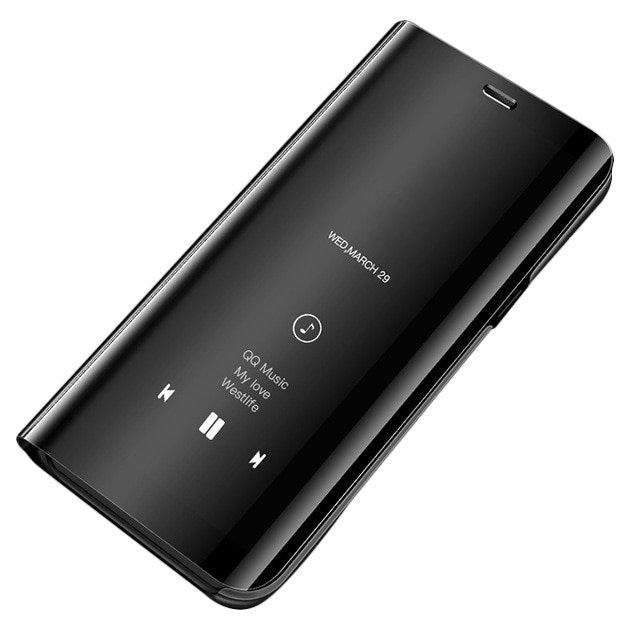 Husa Carte Clear View pentru Samsung Galaxy A51, Functie Stand, Negru