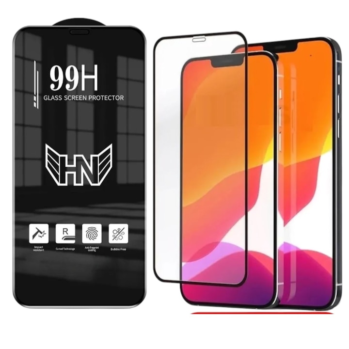 Folie ecran 99H 3D pentru Honor Magic8 Lite, Tempered Glass, Clear, Black frame