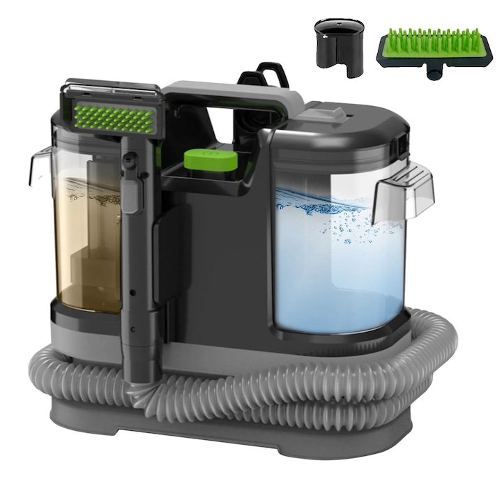 Aspirator portabil pentru covoare, putere 500W, rezervor dual 1800ml, negru