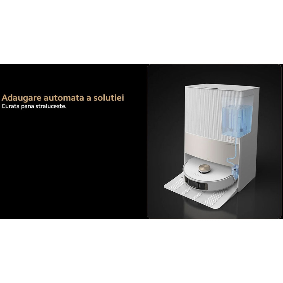 Robot de aspirare cu mop rotativ Dreame L20 Ultra RLX41CE-1, statie automata de golire 3.2l, 7000Pa, rezervor praf 0.3l, rezervor apa 0.08l, baterie 6400mAh, autonomie pana la 180 min, alb