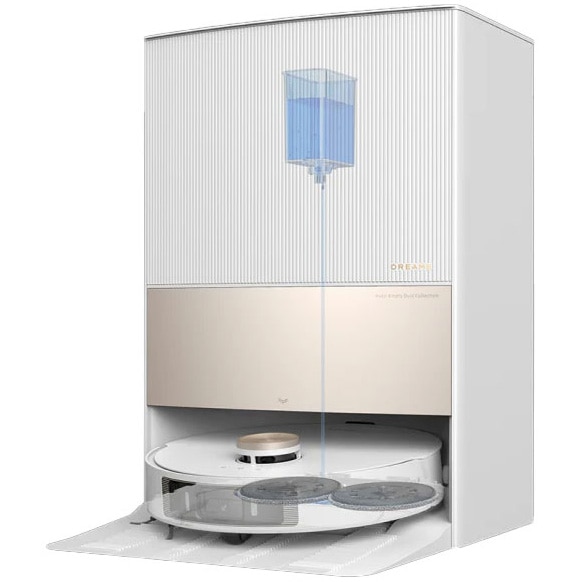 Robot de aspirare cu mop rotativ Dreame L20 Ultra RLX41CE-1, statie automata de golire 3.2l, 7000Pa, rezervor praf 0.3l, rezervor apa 0.08l, baterie 6400mAh, autonomie pana la 180 min, alb