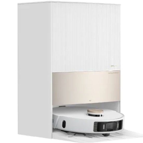Robot de aspirare cu mop rotativ Dreame L20 Ultra RLX41CE-1, statie automata de golire 3.2l, 7000Pa, rezervor praf 0.3l, rezervor apa 0.08l, baterie 6400mAh, autonomie pana la 180 min, alb
