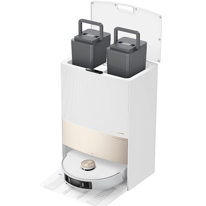 Robot de aspirare cu mop rotativ Dreame L20 Ultra RLX41CE-1, statie automata de golire 3.2l, 7000Pa, rezervor praf 0.3l, rezervor apa 0.08l, baterie 6400mAh, autonomie pana la 180 min, alb
