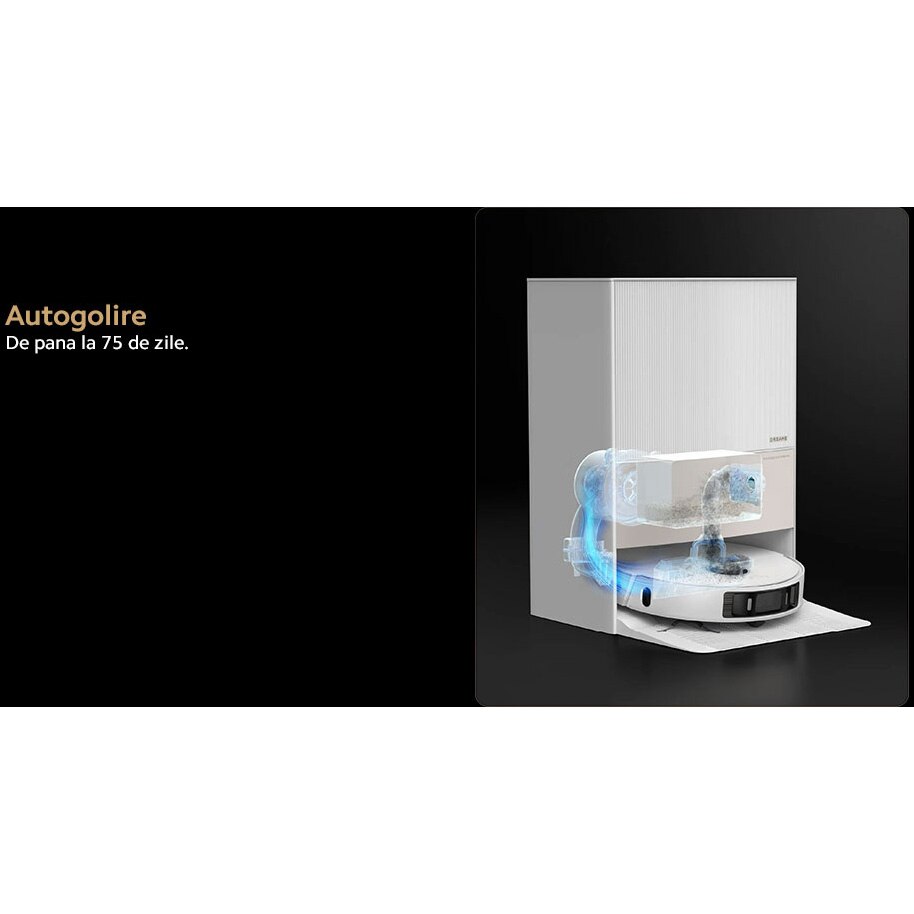 Robot de aspirare cu mop rotativ Dreame L20 Ultra RLX41CE-1, statie automata de golire 3.2l, 7000Pa, rezervor praf 0.3l, rezervor apa 0.08l, baterie 6400mAh, autonomie pana la 180 min, alb