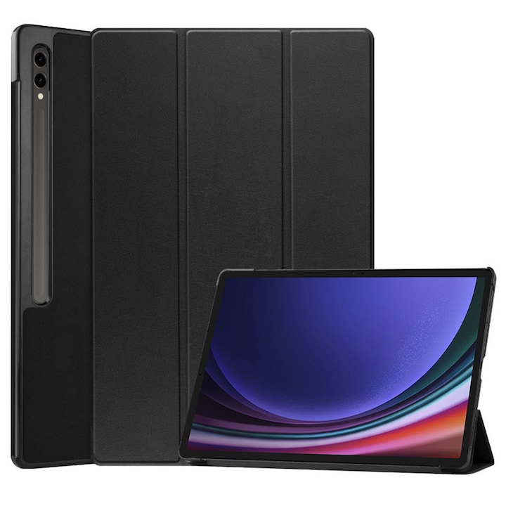 Husă tabletă Fold Pro, neagră, piele ecologică, protecție 360, compatibilă cu Samsung Galaxy Tab S9 Plus/S9 FE Plus/S10 Plus