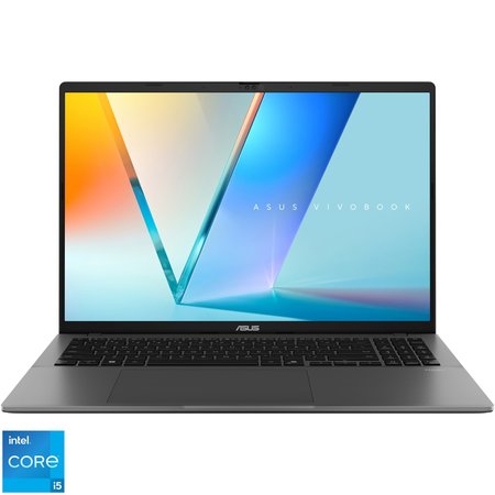 Laptop ASUS Vivobook S16 S3607VA cu procesor Intel Core i5-13420H pana la 4.6GHz, 16'', WUXGA, IPS, 144Hz, 16GB DDR5 RAM, 1TB SSD, Intel UHD Graphics, No OS, Matte Gray