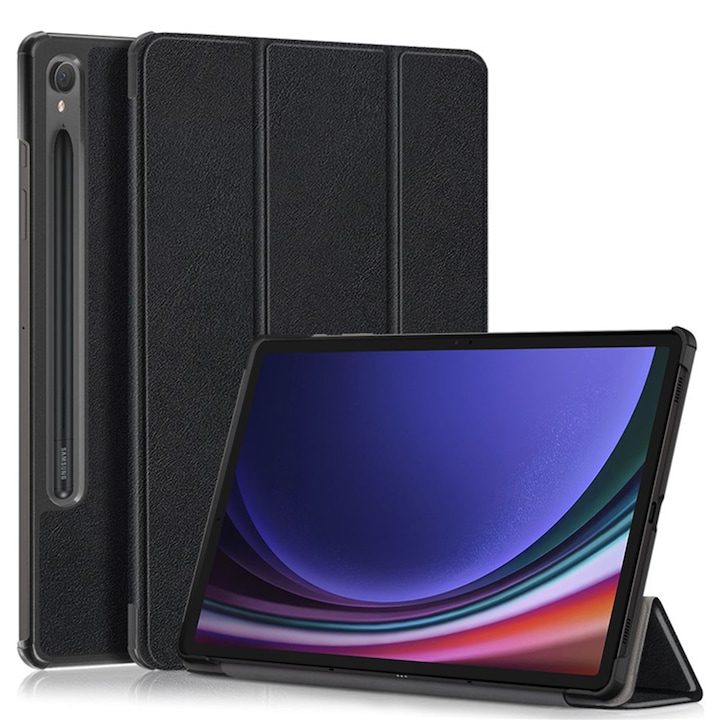 Husă pentru tabletă, Fold Pro, neagră, 360°, pentru Samsung Galaxy Tab S9/S9 FE/S10 FE/S10 Lite