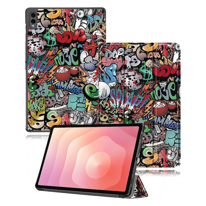 Husă pentru tabletă, Urban Vibe, piele ecologică, protecție 360, negru, pentru Samsung Galaxy Tab S11 Ultra