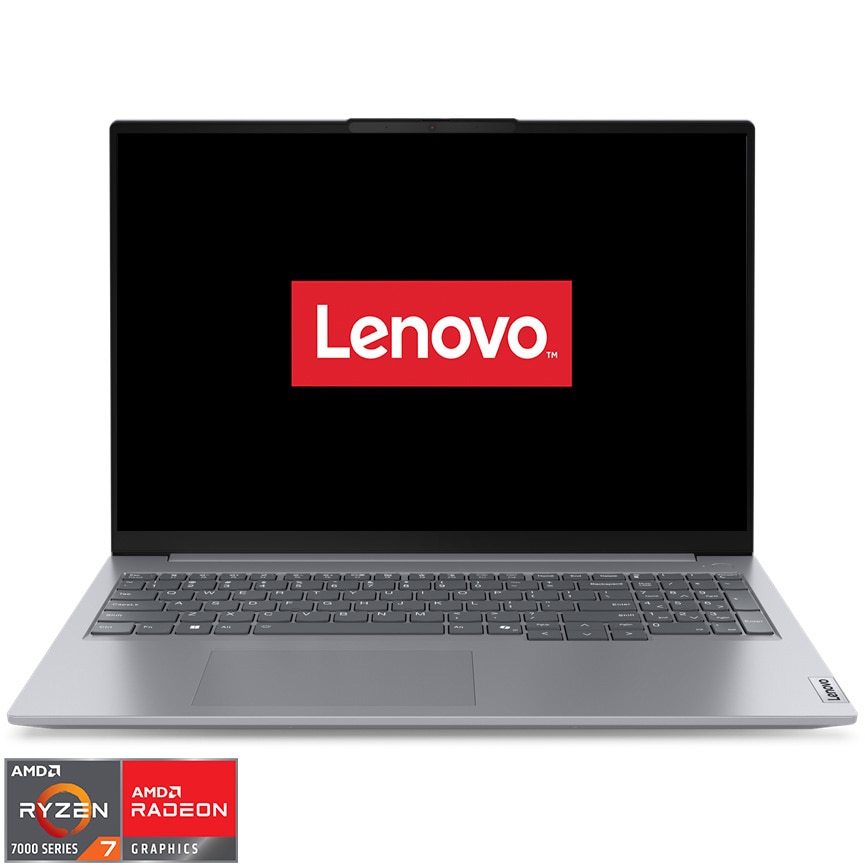 Laptop Lenovo ThinkBook 16 G7 ARP cu procesor AMD Ryzen™ 7 7735HS pana la 4.7GHz, 16" WUXGA, IPS, 32GB DDR5, 1TB SSD, AMD Radeon™ 680M Graphics, No OS, Arctic Grey, 3Y Courier/Carry-in upgrade