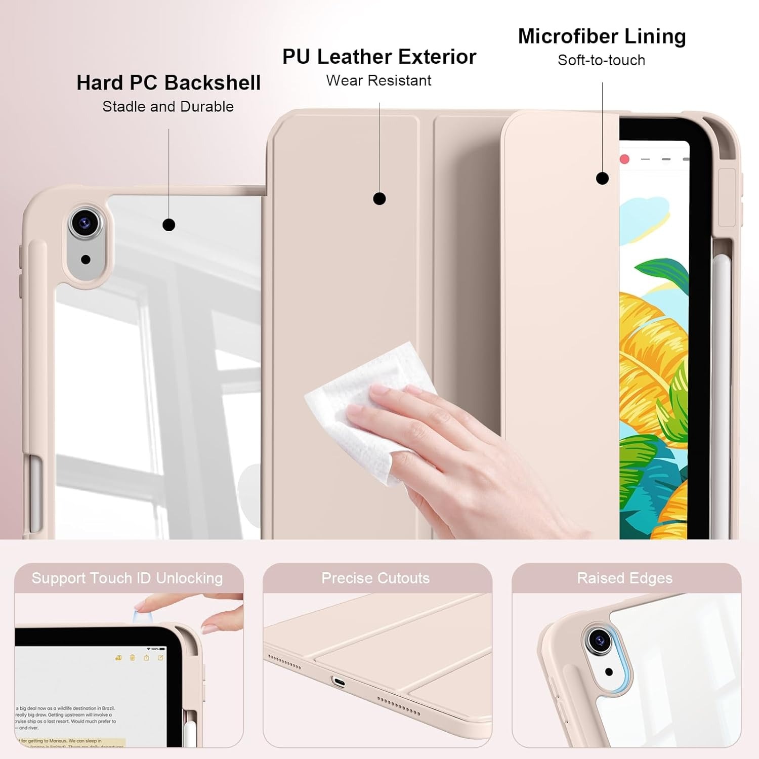 Husa de protectie pentru tableta, potrivita pentru iPad (A16) 11th 11 inch 2025, husa pentru iPad 10th 10, 9 inch 2022, Roz