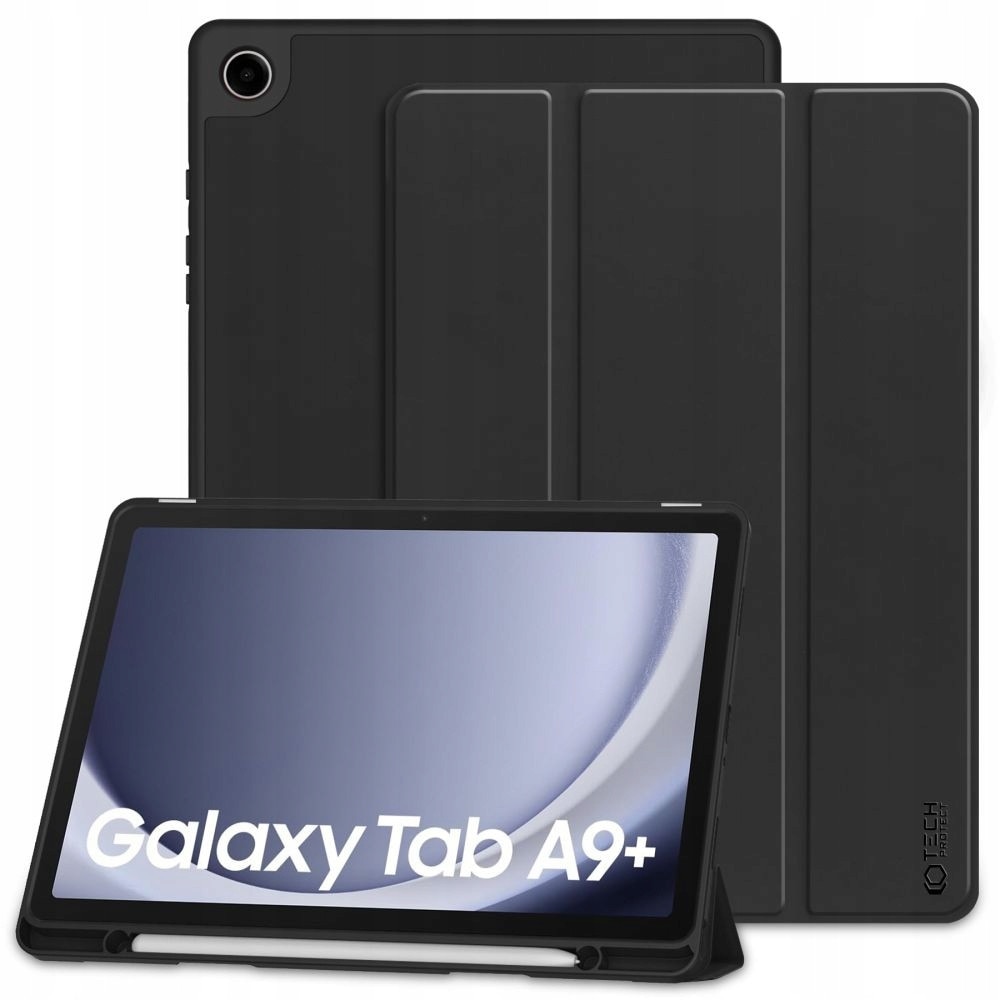Etui SmartCase TECH-PROTECT pentru Samsung Tab A9 Plus, TPU + piele sintetica, functie de trezire automata, culoare mata