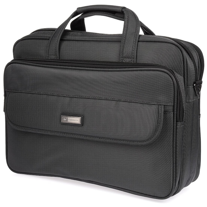 Geanta laptop Star Dragon, 2 compartimente, impermeabila, negru, 15.6 inch