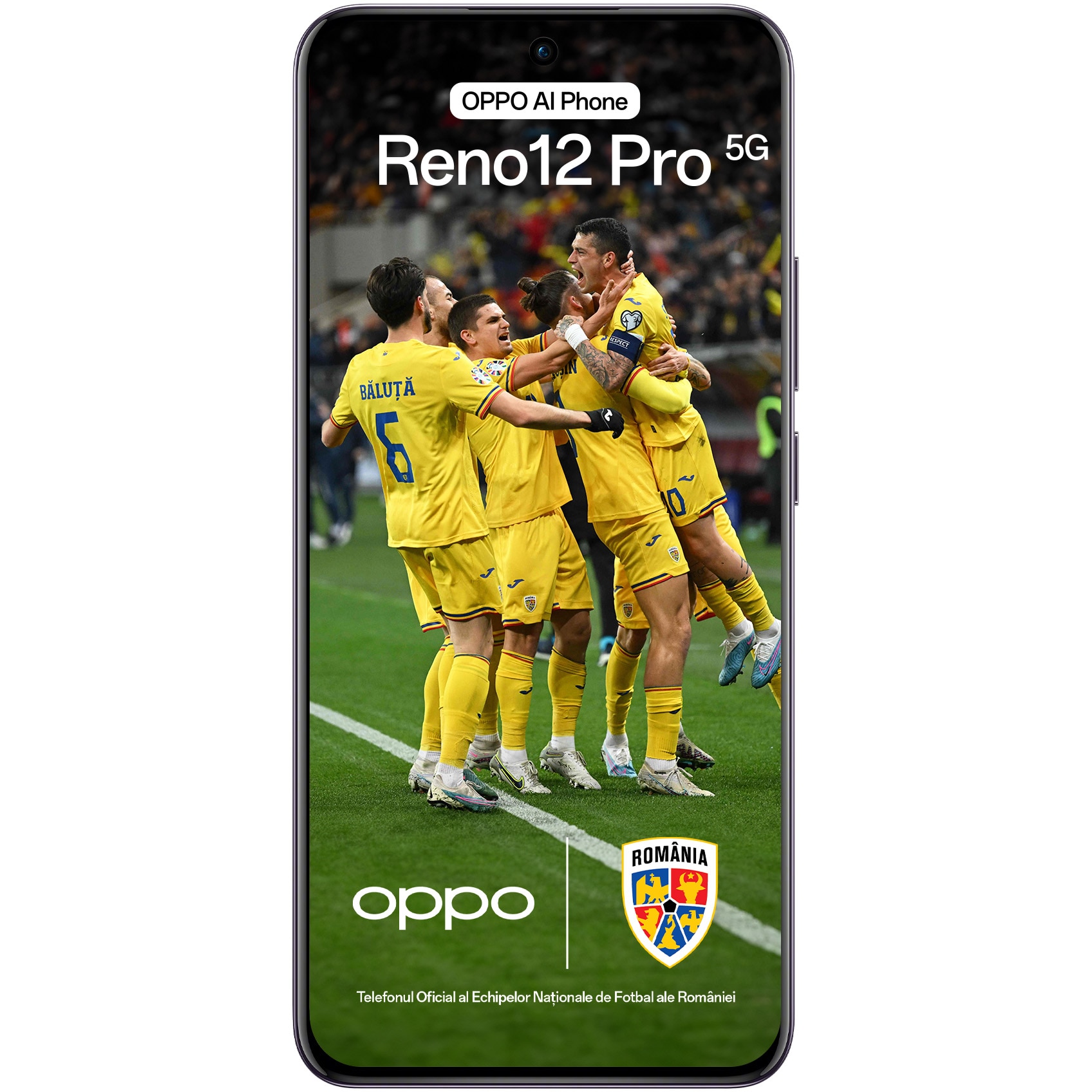 Telefon mobil OPPO Reno12 Pro UEFA Champions League Edition, Dual SIM, 512GB, 12GB RAM, 5G, Nebula Black + breloc UCL, Popsocket UCL, Panza microfibra pentru curatare ecran