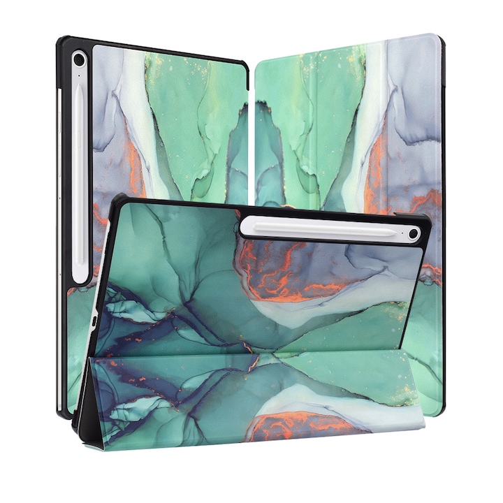 Husa pentru Samsung Galaxy Tab S10 FE+, Techsuit, FoldPro Green Time, Multicolor