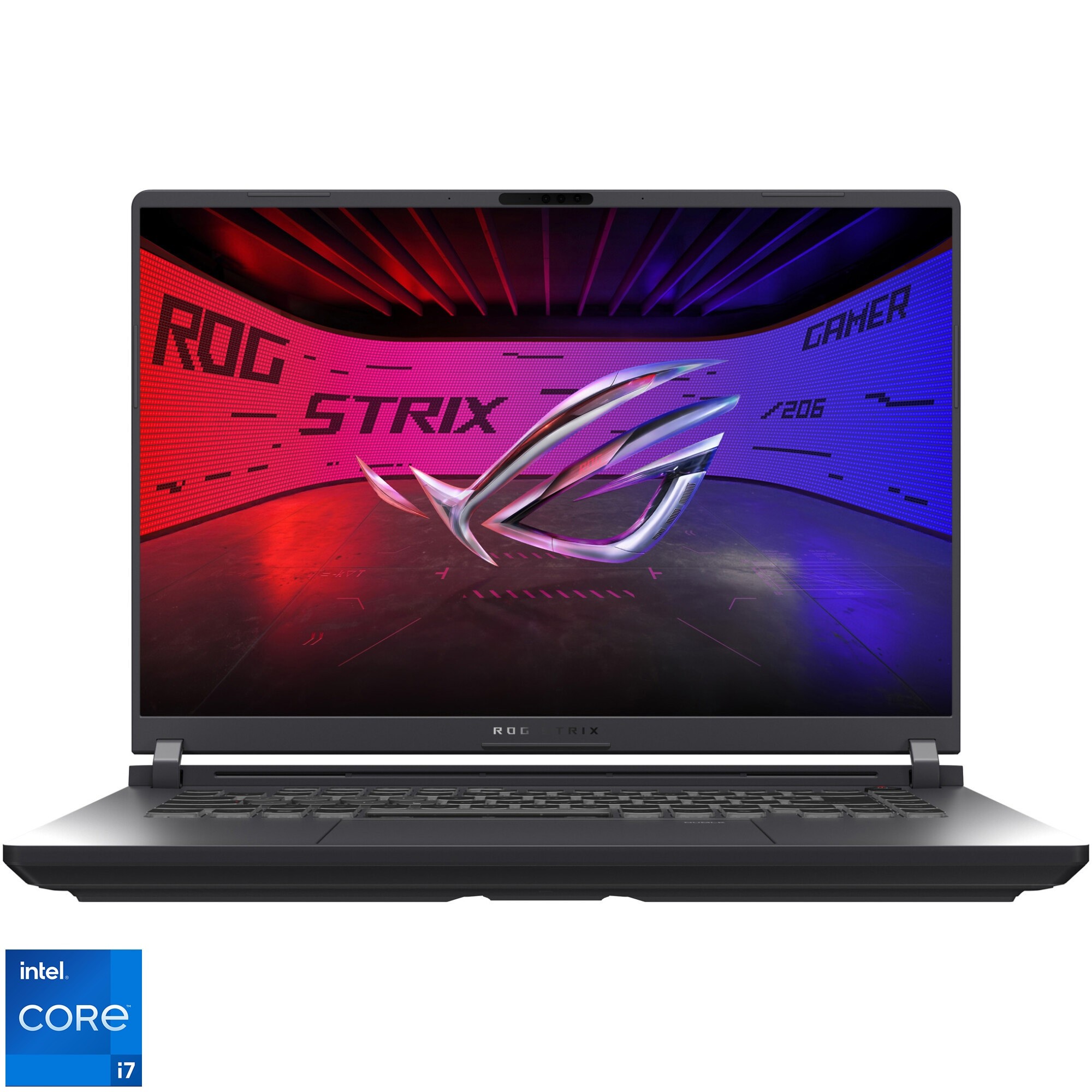 Laptop Gaming ASUS ROG Strix G16 G615JMR cu procesor Intel® Core™ i7 14650HX pana la 5.2GHz, 16'', 2.5K, WQXGA, IPS, 240Hz, 16GB DDR5 RAM, 512GB SSD, NVIDIA® GeForce RTX™ 5060 8GB GDDR7, No OS, Eclipse Gray, 3Y PUR