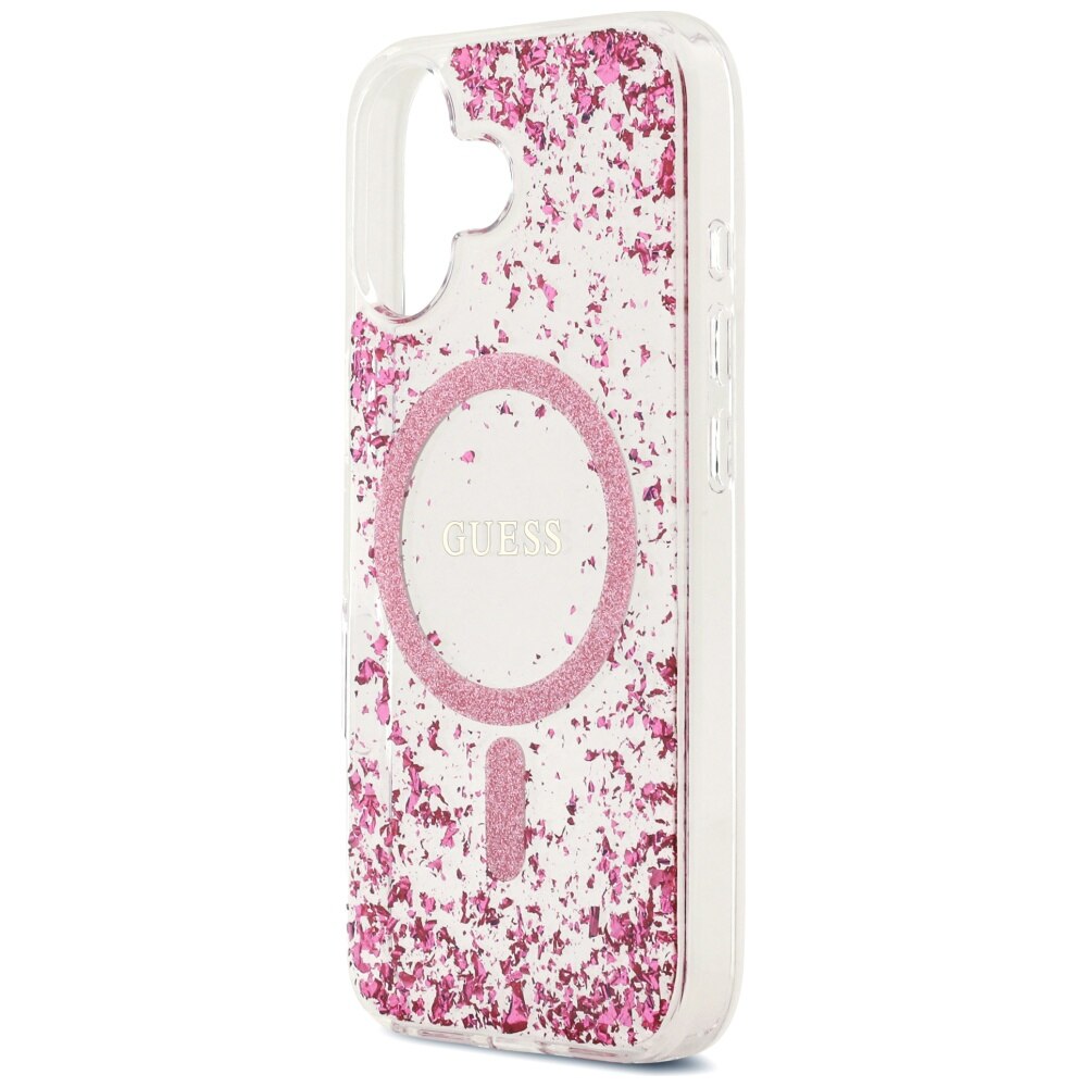 Husa protectie telefon Guess Resin Bottom Glitter MagSafe, roz, pentru iPhone 17