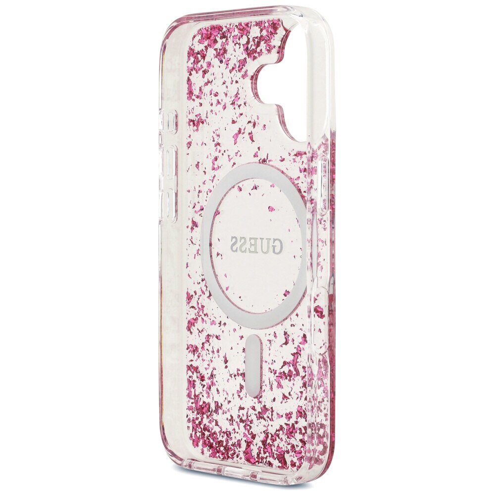 Husa protectie telefon Guess Resin Bottom Glitter MagSafe, roz, pentru iPhone 17