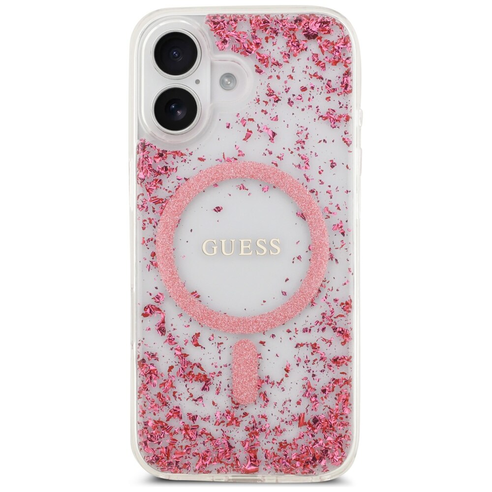 Husa protectie telefon Guess Resin Bottom Glitter MagSafe, roz, pentru iPhone 17