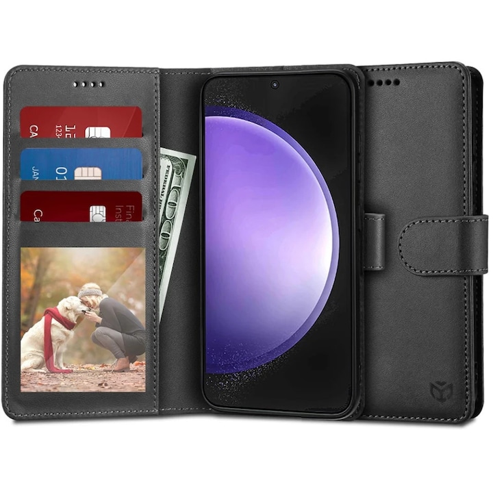 Husa pentru Motorola Edge 60 Fusion, SKYDDAR INNOVATION, Elite Book, tip carte, cu Portofel Interior, Antisoc, Negru, set cu sticker
