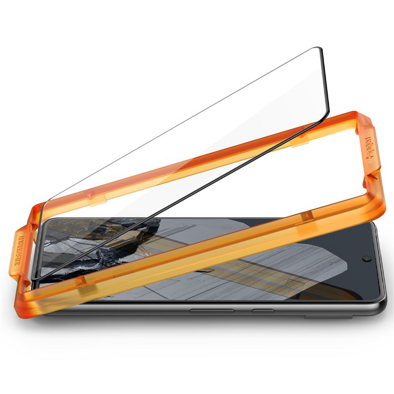 Set 2 folii sticla cu sistem de montare Case friendly Spigen ALM Glass FC compatibil cu Google Pixel 8 Pro Black