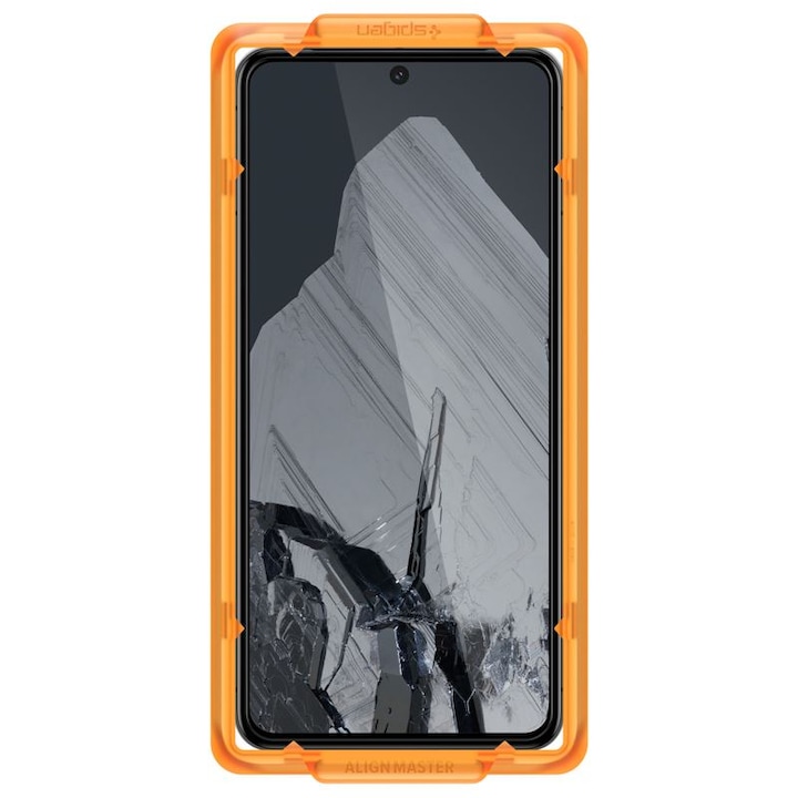Set 2 folii sticla cu sistem de montare Case friendly Spigen ALM Glass FC compatibil cu Google Pixel 8 Pro Black