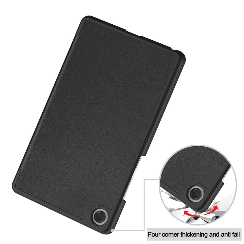 Husa tableta pentru Lenovo Tab One 8.7, SKYDDAR INNOVATION, cu suport Multi-Unghi si functie Sleep/Wake, FoldPro, Negru, set cu sticker