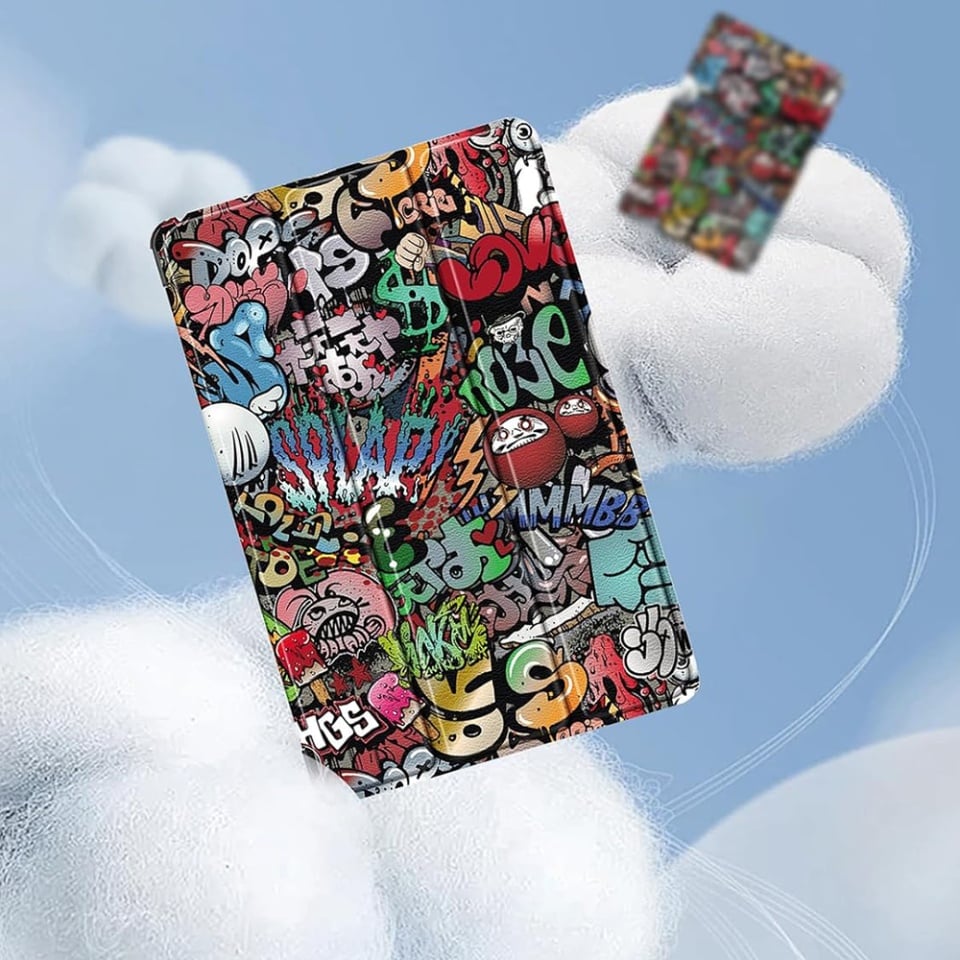 Husa tableta pentru Samsung Galaxy Tab S11 Ultra, SKYDDAR INNOVATION, cu suport Multi-Unghi si functie Sleep/Wake, FoldPro, Urban vibe, set cu sticker