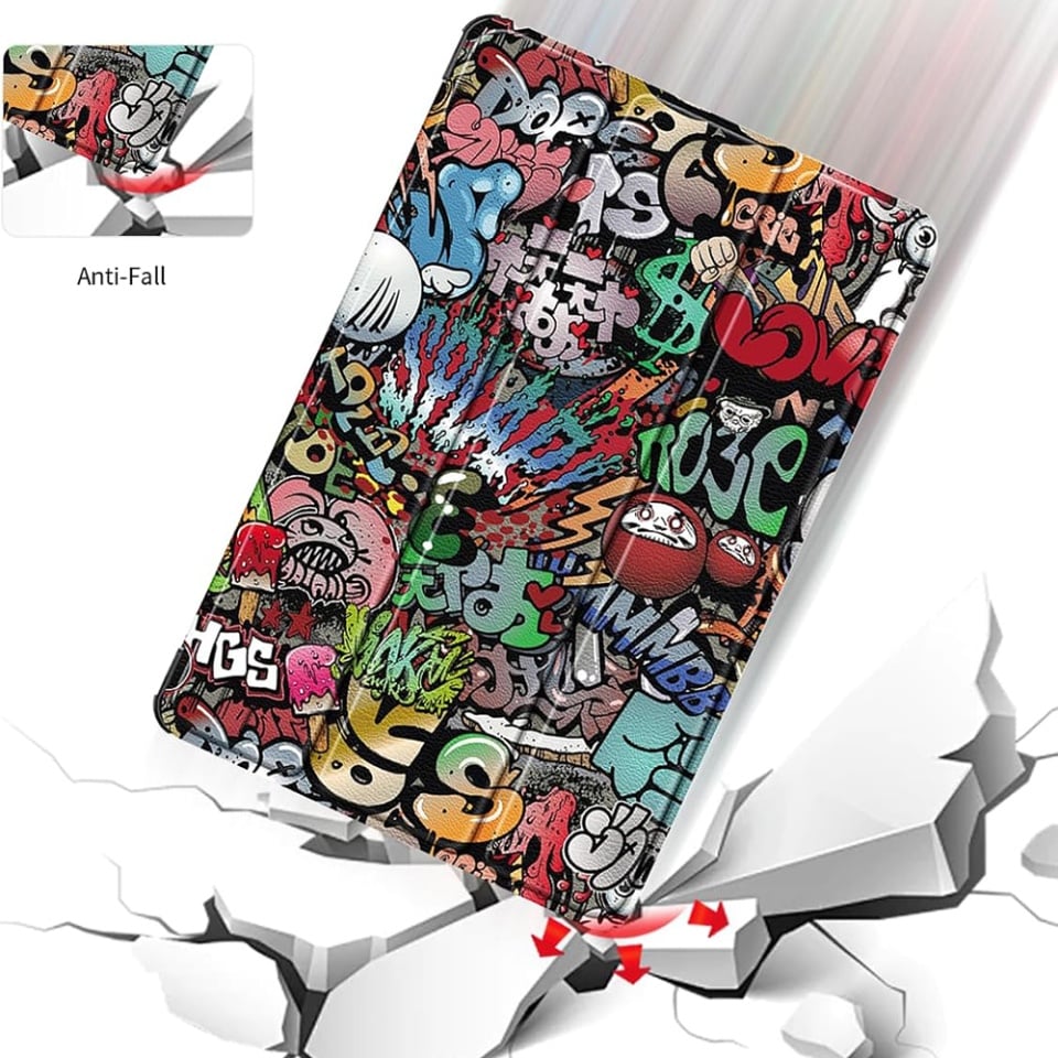 Husa tableta pentru Samsung Galaxy Tab S11 Ultra, SKYDDAR INNOVATION, cu suport Multi-Unghi si functie Sleep/Wake, FoldPro, Urban vibe, set cu sticker