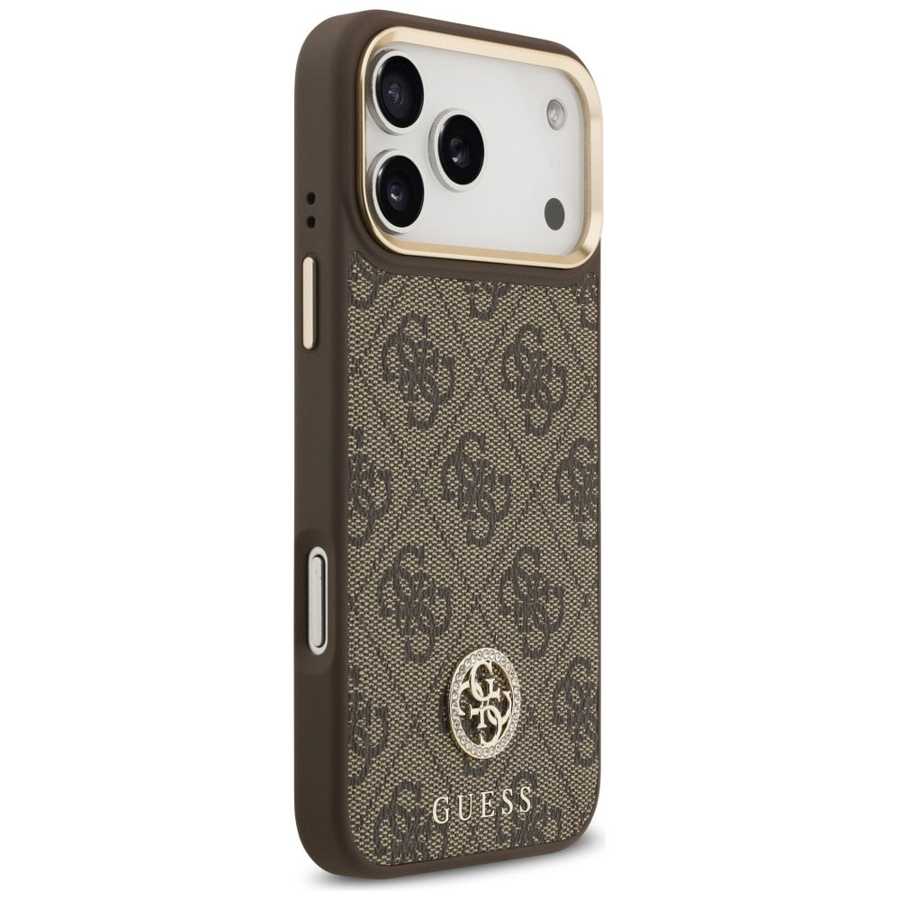 Husa protectie telefon, Guess 4G Strass Logo MagSafe, maro, pentru iPhone 17 Pro Max