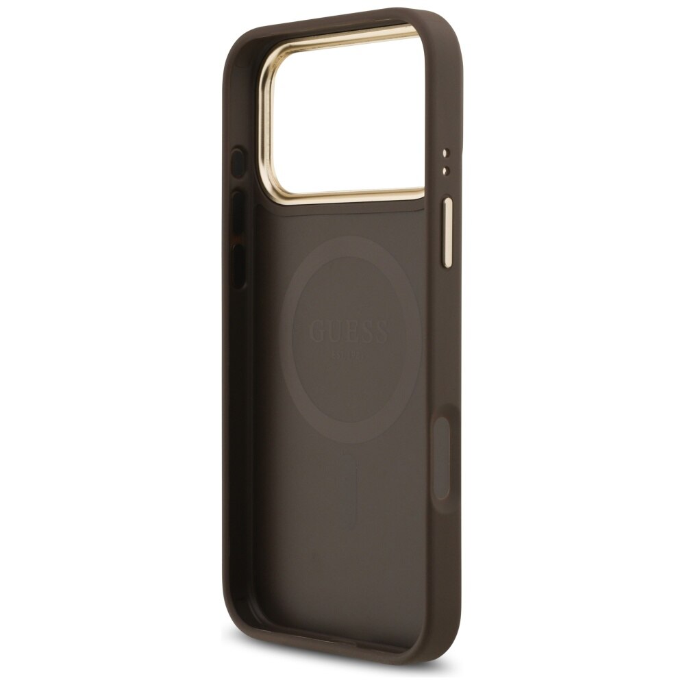 Husa protectie telefon, Guess 4G Strass Logo MagSafe, maro, pentru iPhone 17 Pro Max