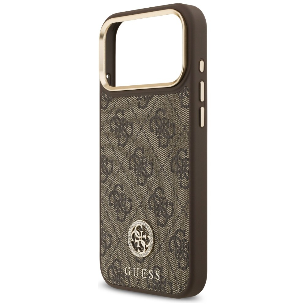 Husa protectie telefon, Guess 4G Strass Logo MagSafe, maro, pentru iPhone 17 Pro Max