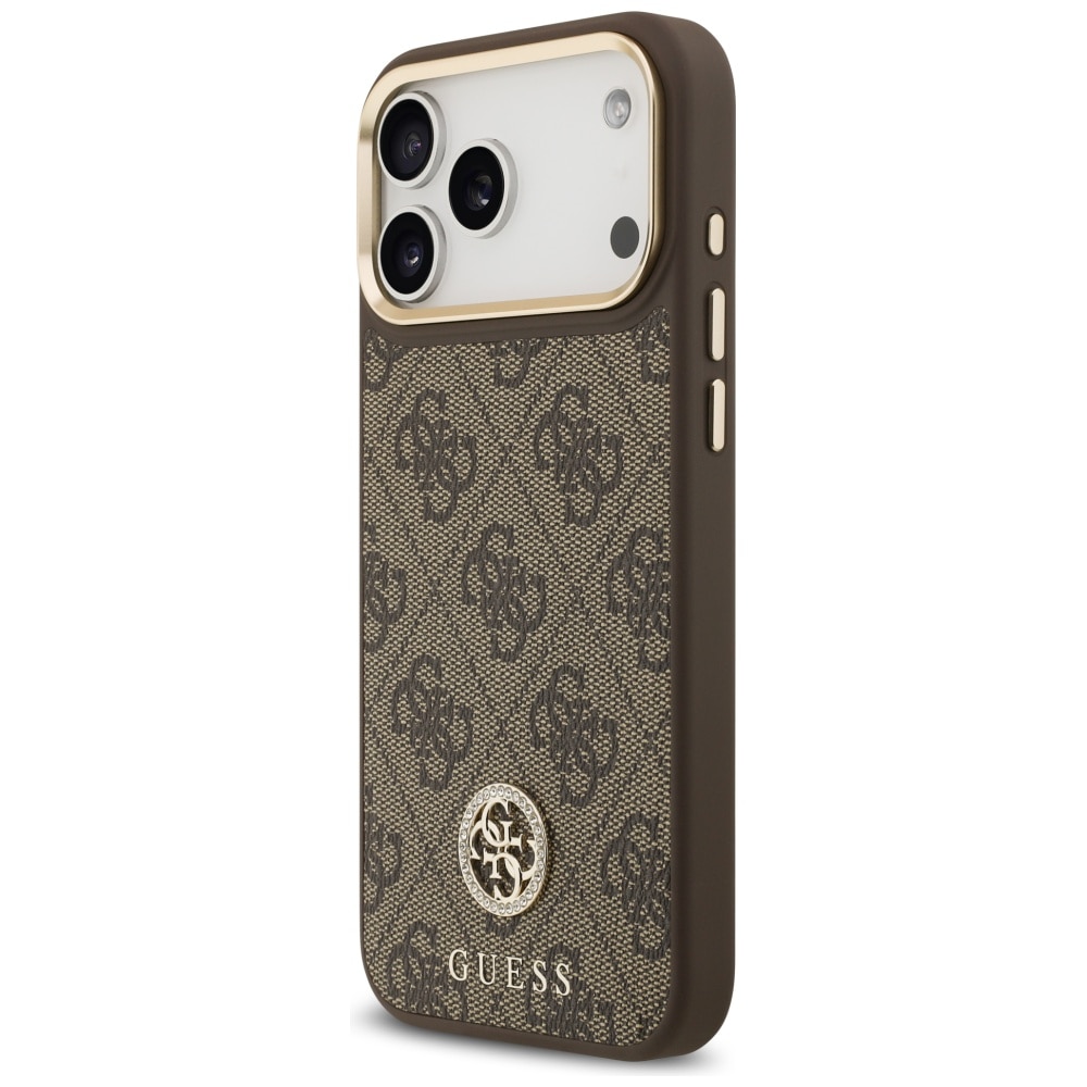 Husa protectie telefon, Guess 4G Strass Logo MagSafe, maro, pentru iPhone 17 Pro Max