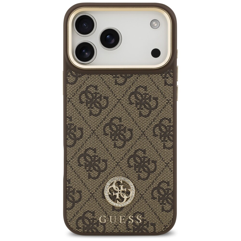 Husa protectie telefon, Guess 4G Strass Logo MagSafe, maro, pentru iPhone 17 Pro Max