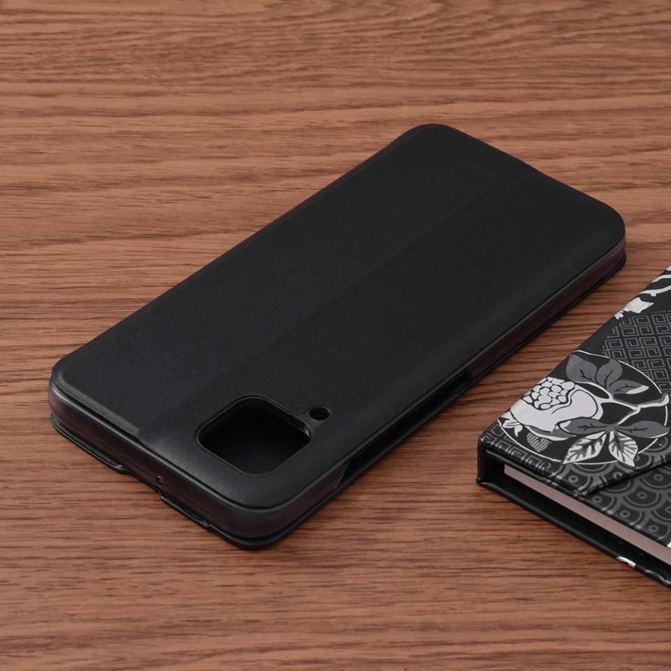 Husa pentru Huawei P40 Lite, SKYDDAR INNOVATION, eFold, tip carte, set cu sticker, Negru