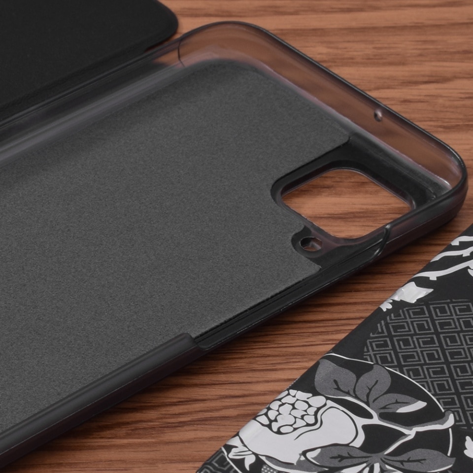 Husa pentru Huawei P40 Lite, SKYDDAR INNOVATION, eFold, tip carte, set cu sticker, Negru