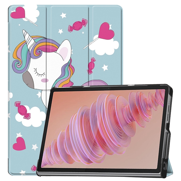 Husa pentru Lenovo Tab Plus, Accesorio FoldPro, Unicorn