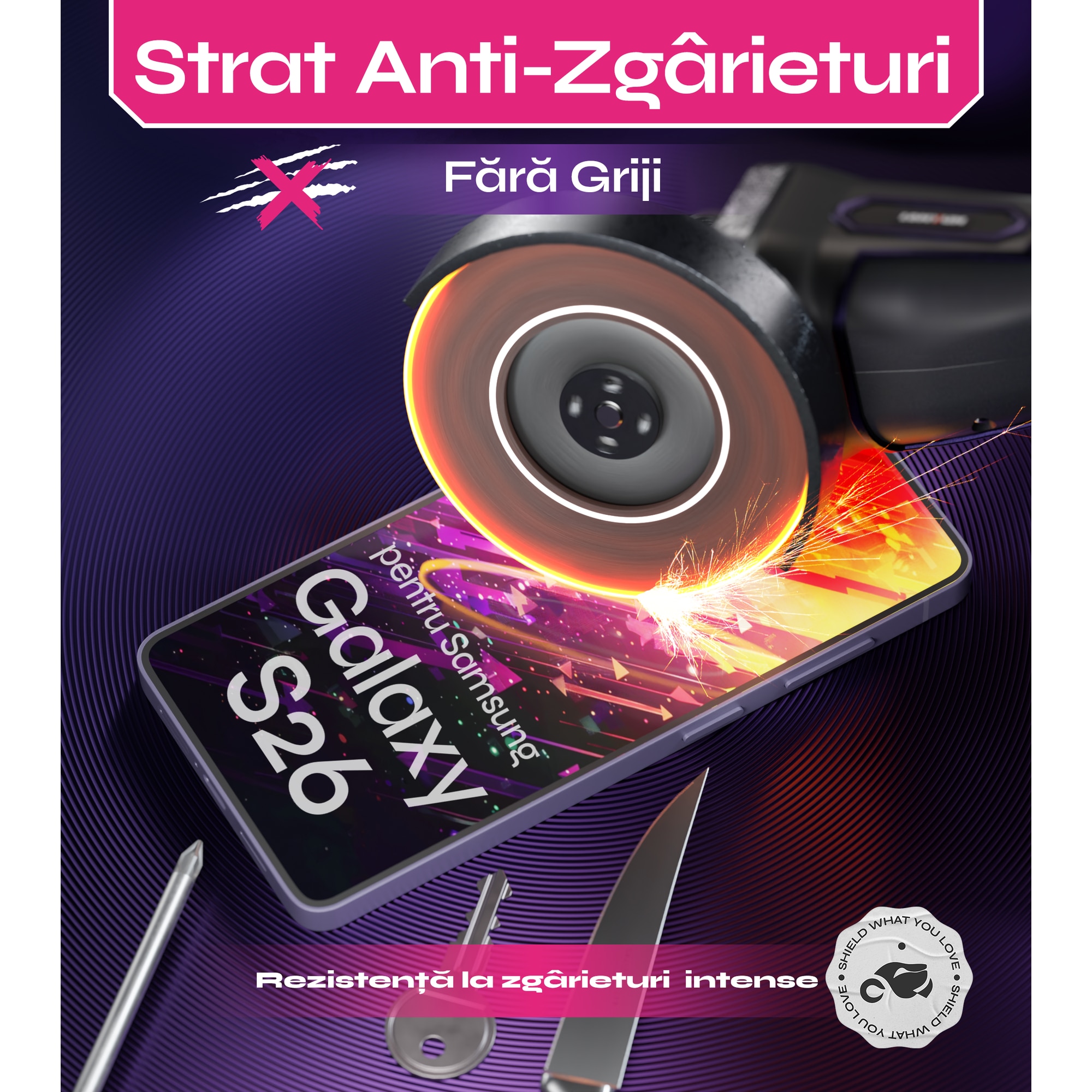 Set 2 Folii sticlă protectoare DefenSlim, 9H, transparent, pentru Samsung Galaxy S26, aplicație rapidă în 30 secunde