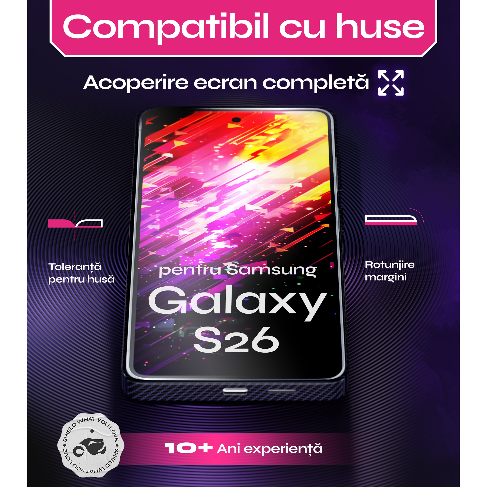 Set 2 Folii sticlă protectoare DefenSlim, 9H, transparent, pentru Samsung Galaxy S26, aplicație rapidă în 30 secunde